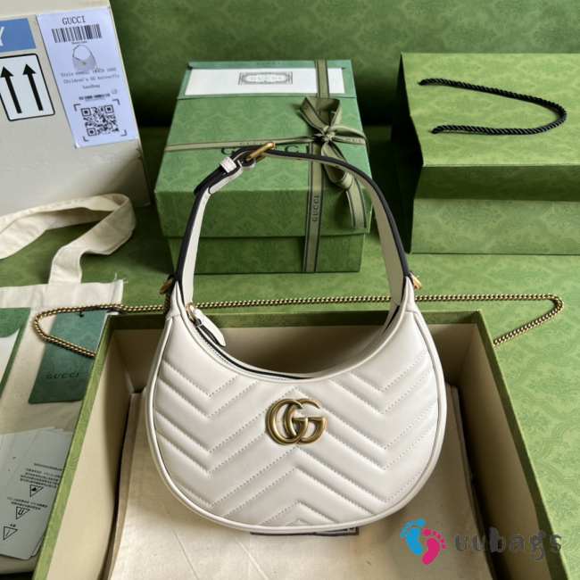 Uubags | Gucci Mini GG Marmont Half-Moon Bag In White 21.5x11x5cm - 1