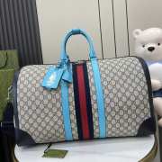 Uubags | Gucci Savoy large duffle bag beige and blue GG Supreme canvas 52x30x29cm - 1