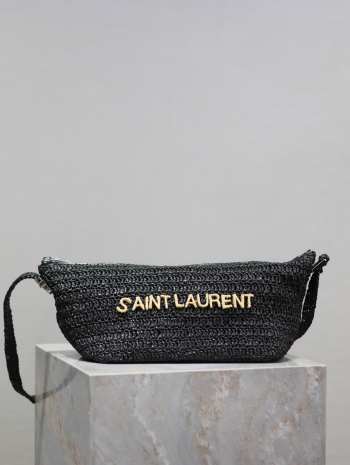 Uubags | YSL Le Rafia Bag With Contrasting Black 23/26x14x14.5cm