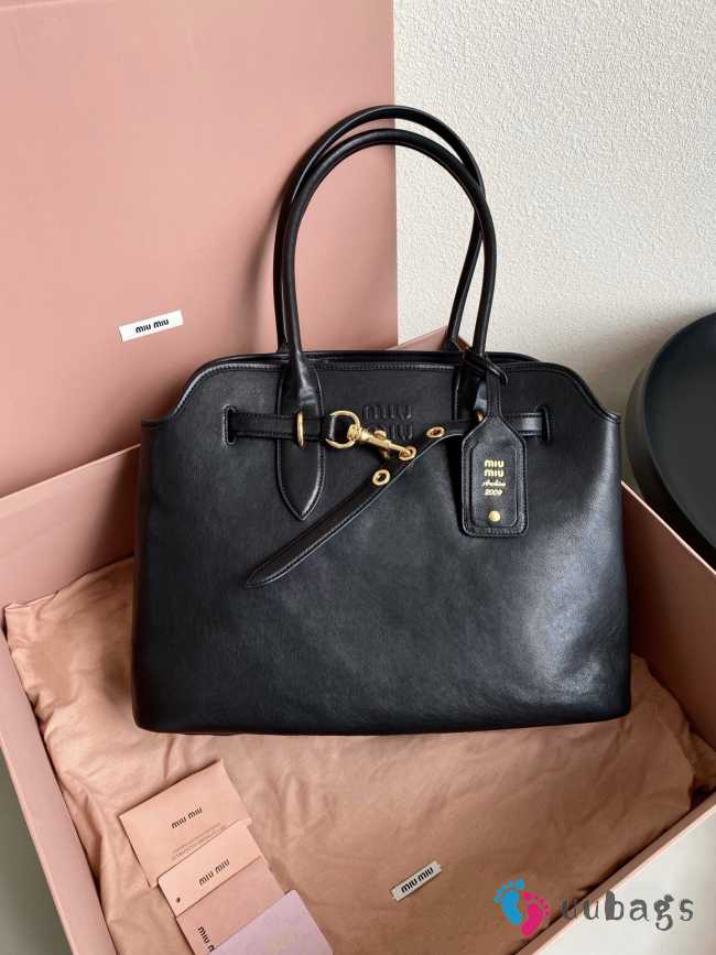 Uubags | Miu Miu Aventure nappa leather bag in black 31x40x13cm - 1