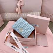 Uubags | Miu Miu small matelassé nappa leather wallet in light blue 11.2x8.5cm - 2