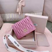 Uubags | Miu Miu small matelassé nappa leather wallet in pink 11.2x8.5cm - 1