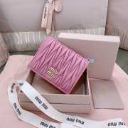 Uubags | Miu Miu small matelassé nappa leather wallet in pink 11.2x8.5cm - 6