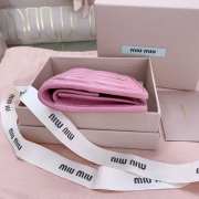 Uubags | Miu Miu small matelassé nappa leather wallet in pink 11.2x8.5cm - 5