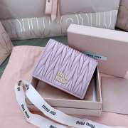 Uubags | Miu Miu small matelassé nappa leather wallet in light pink 11.2x8.5cm - 6