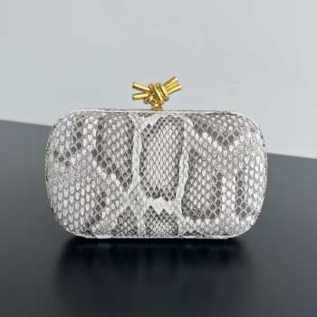 Uubags | Bottega Veneta Knot Python leather minaudiere clutch with signature knot closure 11.5x19x5cm