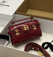 Uubags | Balmain B-Buzz 19 bag in red crocodile-embossed calfskin 19x12x7.5cm - 1