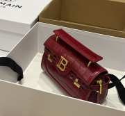 Uubags | Balmain B-Buzz 19 bag in red crocodile-embossed calfskin 19x12x7.5cm - 5