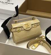 Uubags | Balmain B-Buzz 19 bag in beige crocodile-embossed calfskin 19x12x7.5cm - 1