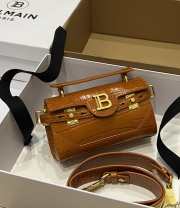 Uubags | Balmain B-Buzz 19 bag in brown crocodile-embossed calfskin 19x12x7.5cm - 1