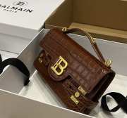 Uubags | Balmain B-Buzz bag in dark brown crocodile-embossed calfskin 23x14x8cm - 2