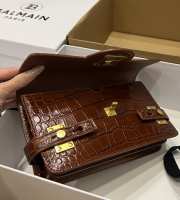 Uubags | Balmain B-Buzz bag in dark brown crocodile-embossed calfskin 23x14x8cm - 3