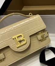 Uubags | Balmain B-Buzz bag in beige crocodile-embossed calfskin 23x14x8cm - 6