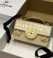 Uubags | Balmain B-Buzz bag in beige crocodile-embossed calfskin 23x14x8cm - 3