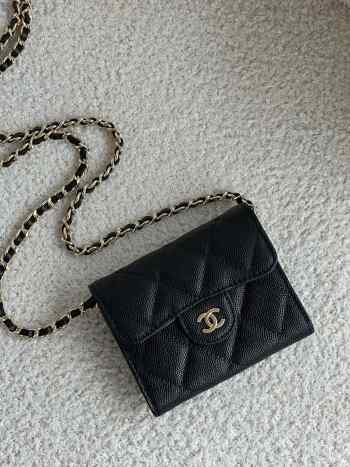 Uubags | Chanel Mini Wallet Chain With Strap In Black 8x12x2.5cm