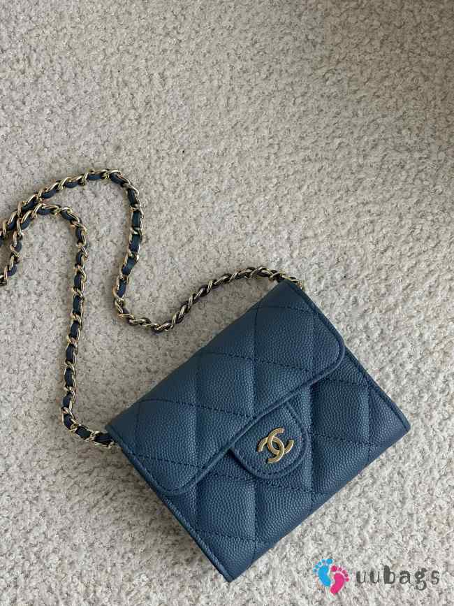 Uubags | Chanel Mini Wallet Chain With Strap In Blue 8x12x2.5cm - 1