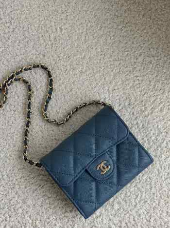 Uubags | Chanel Mini Wallet Chain With Strap In Blue 8x12x2.5cm