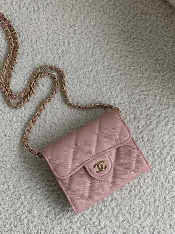 Uubags | Chanel Mini Wallet Chain With Strap In Pink 8x12x2.5cm