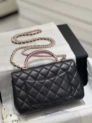 Uubags | Chanel Mini Rectangular Top Handle Bag, Black and Pink Lambskin with Gold Hardware - 4