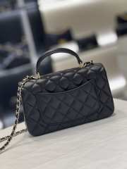 Uubags | Chanel mini black flap bag lambskin leather with top handle 20x6x13cm - 5