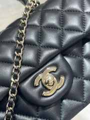 Uubags | Chanel mini black flap bag lambskin leather with top handle 20x6x13cm - 3