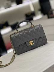 Uubags | Chanel mini grey flap bag lambskin leather with top handle 20x6x13cm - 1