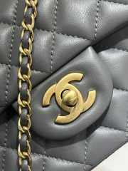 Uubags | Chanel mini grey flap bag lambskin leather with top handle 20x6x13cm - 3