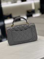 Uubags | Chanel mini grey flap bag lambskin leather with top handle 20x6x13cm - 2