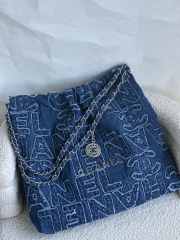 Uubags | Chanel denim light blue tote bag with silver tone 35x37x7cm - 3