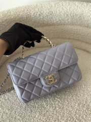 Uubags | Chanel Mini Foldable Bag With Handle Shiny Lambskin, Shimmering Stones & Gold Metal Purple - 3