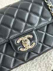 Uubags | Chanel Mini Foldable Bag With Handle Shiny Lambskin, Shimmering Stones & Gold Metal Black - 5