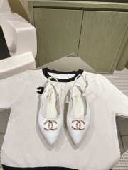 Uubags | Chanel Logo C Slingback Pumps In White 2.5cm/7.5cm - 5