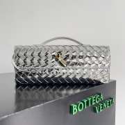 Uubags | Bottega Veneta Top handle Long Clutch Andiamo With Handle In Silver 13x31x3cm - 1