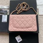 Uubags | Chanel Classic Wallet With Strap Caviar & Silver-plated Metal Pink 20x13x3.5cm - 2