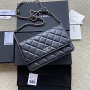 Uubags | Chanel Classic Wallet With Strap Caviar & Silver-plated Metal Black 20x13x3.5cm - 4