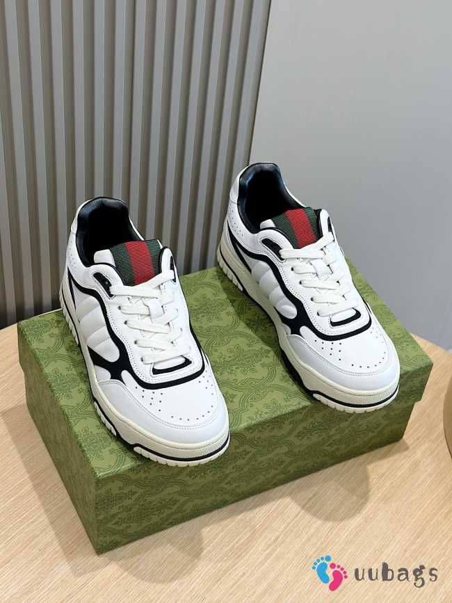 Uubags | Gucci Re-Web sneaker beige and ebony in white/ black leather trim - 1