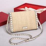 Uubags | Valentino Garavani Rockstud Small Leather-trimmed Metallic Bouclé Shoulder Bag In Ivory Gold - 6