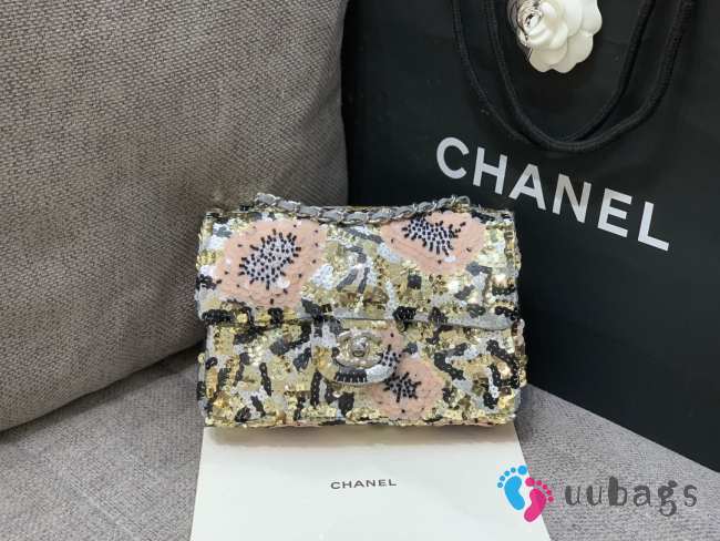 Uubags | Chanel New Mini Sequins Glass Pearls Flap Bag 20cm - 1