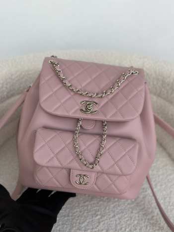 Uubags | Chanel Backpack Grained Shiny Calfskin & Gold-Tone Metal Light Pink 18x19x12cm