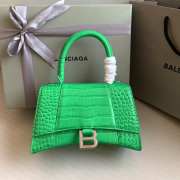 Uubags | Balenciaga Hourglass XS Handbag Crocodile Embossed In Spring Green With Silver Buckle 23x10x14cm - 1