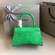 Uubags | Balenciaga Hourglass XS Handbag Crocodile Embossed In Spring Green With Silver Buckle 23x10x14cm - 4