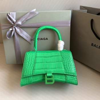 Uubags | Balenciaga Hourglass XS Handbag Crocodile Embossed In Spring Green With Green Buckle 23x10x14cm