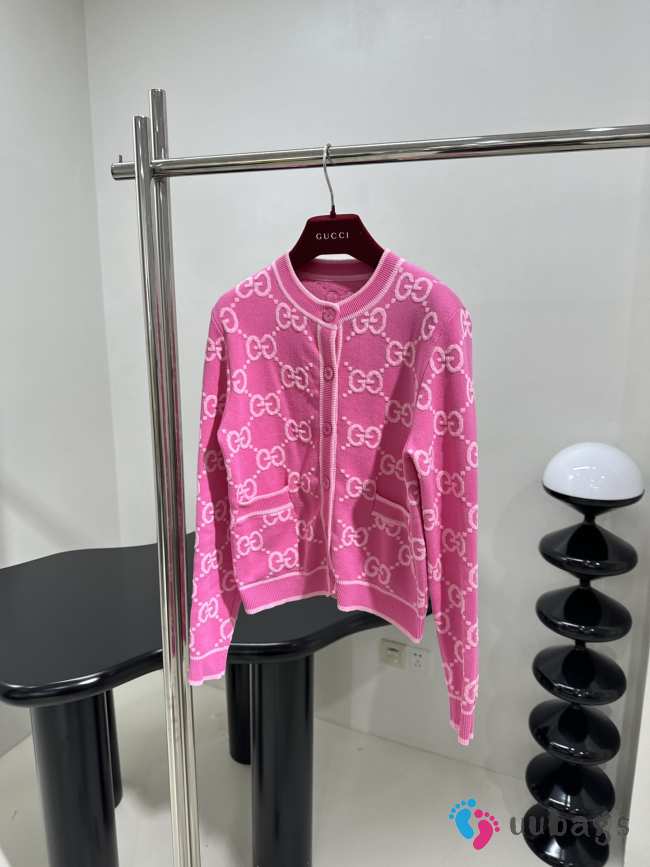 Uubags | Gucci cotton jacquard cardigan in pink  - 1