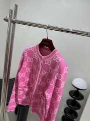 Uubags | Gucci cotton jacquard cardigan in pink  - 5