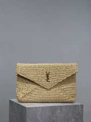 Uubags | YSL Cassandre large Envelope pouch in raffia natural bag 29.5x18x4.5cm - 1