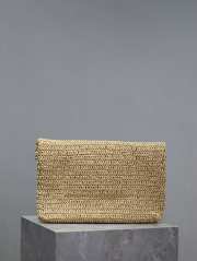 Uubags | YSL Cassandre large Envelope pouch in raffia natural bag 29.5x18x4.5cm - 6