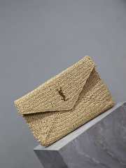 Uubags | YSL Cassandre large Envelope pouch in raffia natural bag 29.5x18x4.5cm - 5