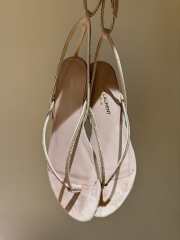 Uubags | YSL suede leather sandal in beige - 2