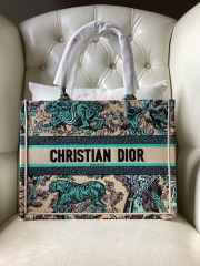 Uubags | Dior Toile De Jouy Canvas Book Tote Bag In Green/Beige 26x8x22cm - 1