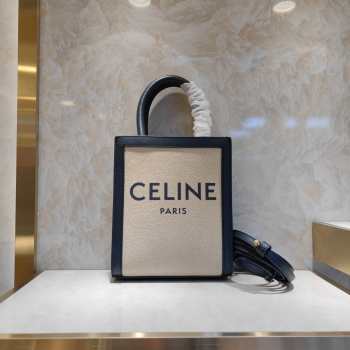 Uubags | Celine Mini Vertical Cabas In Canvas And Calfskin With Celine Print Beige/Black